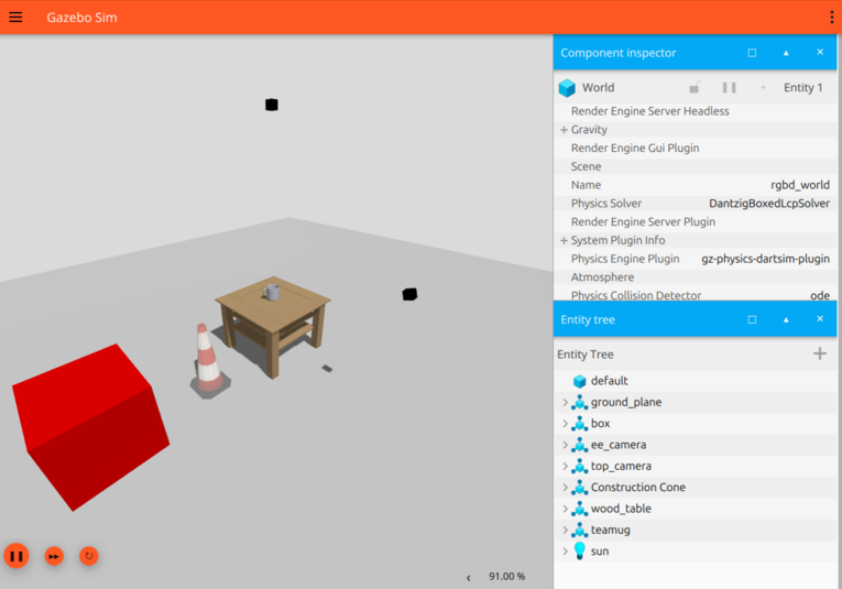 Gazebo simulation view
